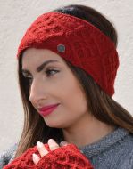 Pure Wool Fleece Lined - Headband - Trellis Diamond - Deep Red