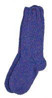 Pure wool - hand knit socks -  plain blue heather