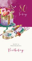 80th Birthday Card - Tea & Cake Ling Design