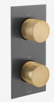 Vado Knurled X Fusion Brushed Black/Gold 2 Outlet Thermostatic Shower Valve