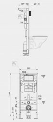 RAK Ecofix 1140mm Wall Hung Toilet Frame with 12cm Concealed Cistern