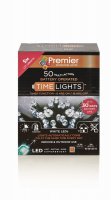 Premier Decorations Timelights Battery Operated Multi-Action 50 LED - White