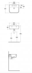 RAK Metropolitan 52cm 1 Tap Hole Semi Recessed Basin