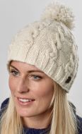 Cable bobble hat - pure wool - hand knitted - white