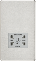 Knightsbridge Screwless 115/230V Dual Voltage Shaver Socket - Brushed Chrome with Grey Insert - (SF8900BCG)