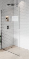 Purity Collection 700mm Matt Anthracite Wetroom Panel with Ceiling Bar