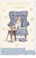 Birthday Card - Husband - Large - Armchair Dog - Out of the Blue