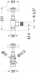 Bayswater Chrome Angled Crosshead Head Radiator Valve