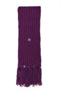 Long hand knit - fringed scarf - deep berry