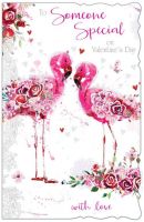 Valentine's Day Card - Large - Someone Special - Flamingo - Glittered - Out of the Blue