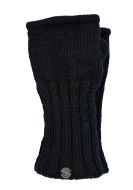 Fleece lined wristwarmer - plain rib - black