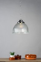 Nahla 1 Light Pendant Ribbed Glass Polished Chrome