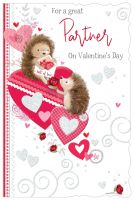 Valentine's Day Card - Partner - Hedgehog - Glittered - Out of the Blue