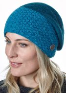 Pure Wool Moss stitch - baggy beanie - turquoise