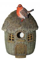 Robin Bird Wicker Birdhouse Feeder Garden Ornament