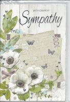 Sympathy Card - Deepest Sympathy - Flowers & Butterfly