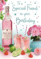 Birthday Card - Special Friend - Pink Gin - Glitter - Regal