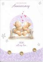 Our Wedding Anniversary Purple Teddy Bear Card