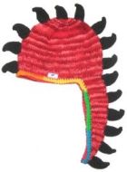 Dino hat - pure wool - hand knitted - fleece lining - two tone with black spikes