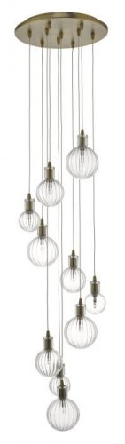 Dar Dita 10 Light Cluster Pendant Brass & Glass