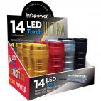 Infapower F027 14 LED Ultra Bright Mini Aluminium Torch, Four Colour Set 12 Pack