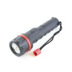 Lloytron D2221 Black Rubber Long Life Bright LED 6" Torch With Carry Strap - New