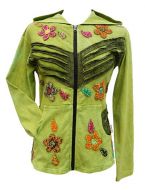 ***SALE*** - 'Cut' and applique flower - hooded jacket - green