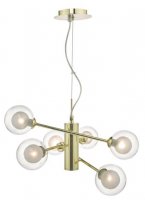 Dar Kumara 6 Light Pendant Gold & Glass