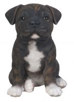 Staffordshire Bull Terrier Brindle Puppy Dog - Lifelike Ornament Gift - Indoor Outdoor - Pet Pals