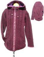 Detachable pixie hood - cable jacket - Aubergine