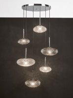 Dar Bibiana 6Lt Cluster Pendant Clear/Smkd Textured Gls Pol Chr