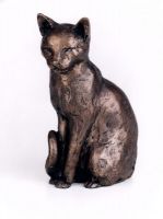 Cat Sitting Cold Cast Bronze Ornament - Willard - Frith Sculpture S062