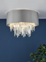 Halle 4 Light Flush Grey Shade Crystal