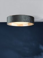 Nysa 3 Light Flush Velvet Dark Grey Shade 60Cm