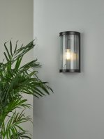 Anund 1 Light Wall Matt Black Ribbed Glass IP44