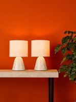 Glenda Ceramic Table Lamp White With Shade (Twin Pack)