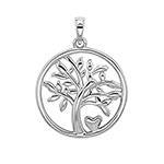 Silver CZ Tree Of Life Heart Pendant 18mm