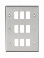 Knightsbridge 9G Grid Faceplate - Rounded Edge Brushed Chrome - (GDCL9BC)