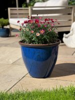 Creekwood Running Glaze Planter 40cm - Blue