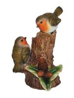 Robin Bird on Tree Stump - Lifelike Garden Ornament - Indoor or Outdoor - Garden Friends