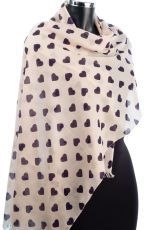 Cotton Heart Print Scarf