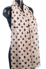 Cotton Heart Print Scarf