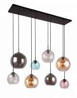 Searchlight Mardi Gras Ii 8Lt Bar Pendant Matt Black  W Multi Colour Glass