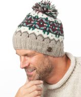 Pure Wool Hand knit - Norse Bobble Hat - Dove Grey