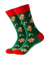 Gingerbread Man Green Christmas Novelty Socks Gift - 2 Sizes Adult - Snazzy Santa