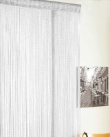 Country Club Glitter Design String Door Curtains 90x200cm - White