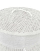 Beamfeature Country Club Eco Friendly Natural Bamboo Laundry Hamper with Lid 35x50cm - White