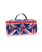 Country Club Union Jack Design Fleece Picnic Blanket w/Carry Handle 130x130cm