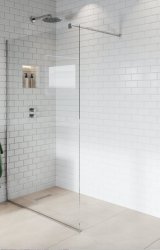 Purity Collection 1100mm Chrome Wetroom Panel with wall Support