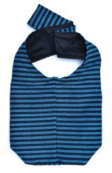 Large Stripe Cotton Beach Bag - Turquoise